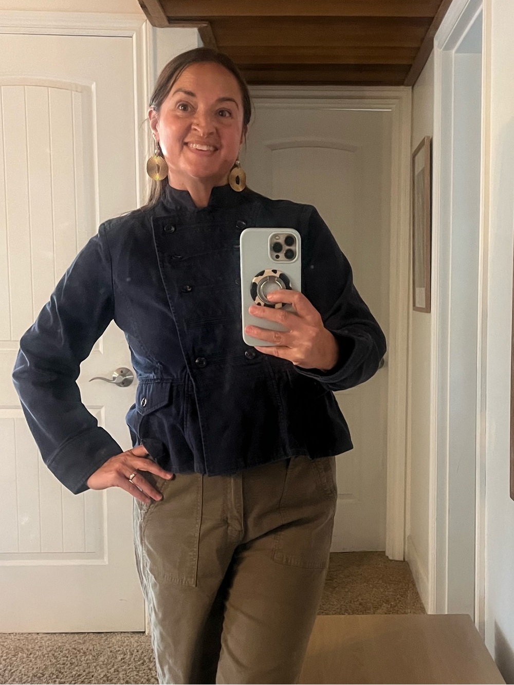 Mossimo Navy Military-Style Women's Peplum Jacket Button Up Large - Picture 7 of 7